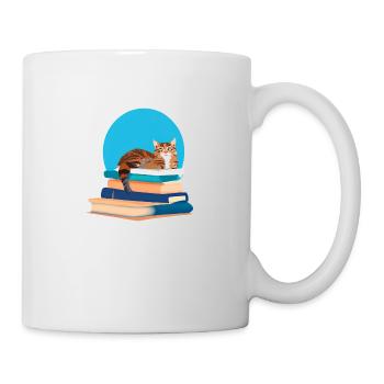 Livre de chat Chaton Livres Chat Lecture Chat domestique Chat - Mug blanc - blanc - Droite