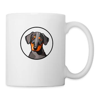 Dackel Design Grafik Motiv in Kreis transparent - Tasse - Weiß - Rechts