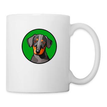 Dackel Design Grafik Motiv in grünem Kreis - Tasse - Weiß - Rechts
