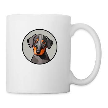 Dackel Design Grafik Motiv in Kreis grau - Tasse - Weiß - Rechts