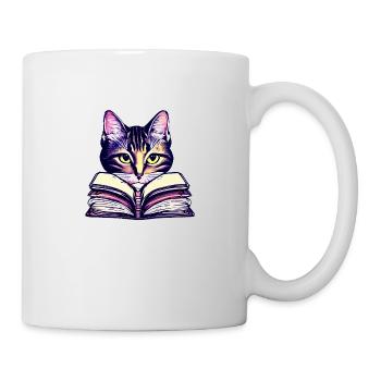 Books Domestic Cat Cat Cat Reading Book Kitten - Mug - white - Right