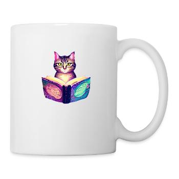 Books Cat Reading Domestic Cat Cat Book Kitten - Mug - white - Right