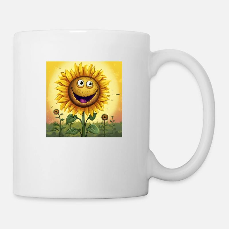 Sonnenblume Cartoon - Tasse - Weiß