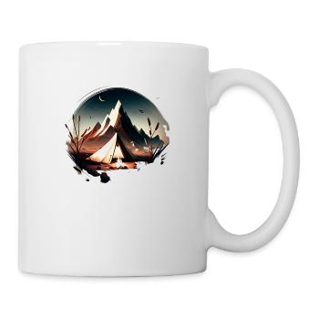 Tente dans les montagnes avec feu de camp - Mug blanc - blanc - Droite