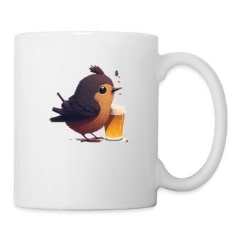 Kleiner Vogel genießt sein Bier - Tasse - Weiß - Rechts