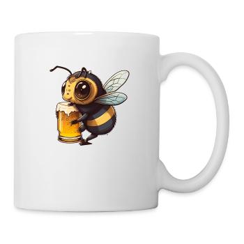 Cute cool bee drinks a glass of beer - Mug - white - Right