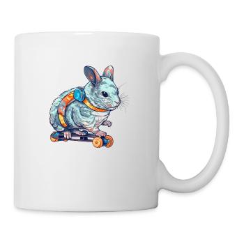 Ein Chinchilla auf einem Longboard am Skaten - Tasse - Weiß - Rechts