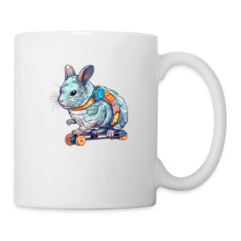 Un beau chinchilla monte sur un scateboard - Mug blanc - blanc - Droite