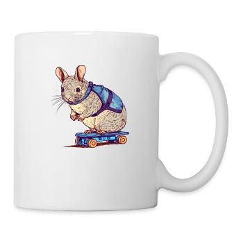 chinchilla pet on a skateboard - Mug - white - Right