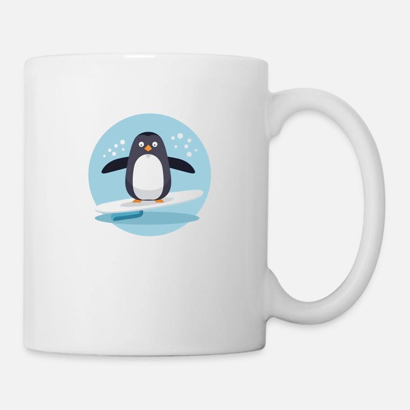 Cute surfing penguin on a surfboard - Mug - white