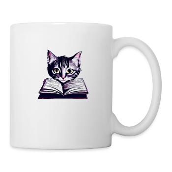 Books Cat Reading Domestic Cat Cat Book Kitten - Mug - white - Right