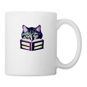 Domestic Cat Books Cat Reading Cat Book Kitten - Mug - white - Right