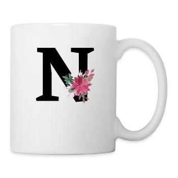 Buchstabe n blumig - Tasse - Weiß - Rechts