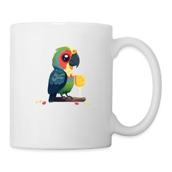 Drôle de perroquet avec un verre de bière - Mug blanc - blanc - Droite