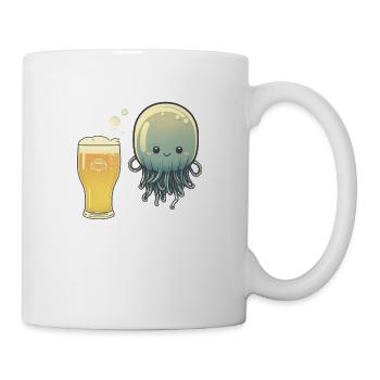 Funny jellyfish with a glass of beer - Mug - white - Right