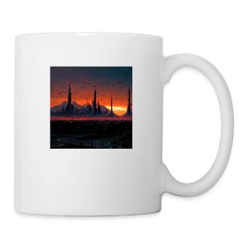 anubis, sunset, moutains, cyber village - Mug - white - Right