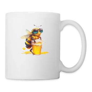 Cool bee enjoys her beer - Mug - white - Right