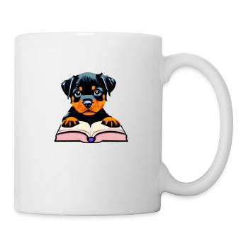 Hunde Bücher Rottweiler Buch Lesen Hundehalter - Tasse - Weiß - Rechts
