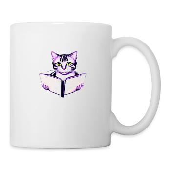 Cat Books Cat Book Kitten Reading Domestic Cat - Mug - white - Right