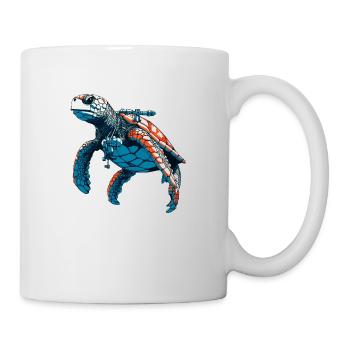 La tortue a la plongée comme passe-temps - Mug blanc - blanc - Droite