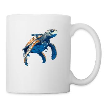 Sea turtle as a diver - Mug - white - Right