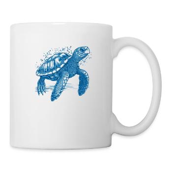 Turtle swimming freely in the sea - Mug - white - Right