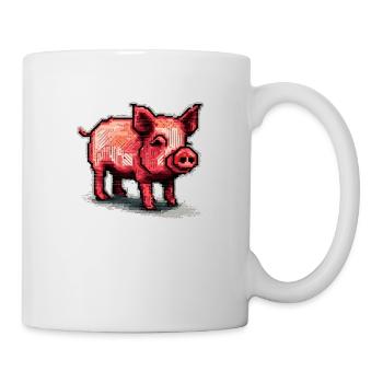 Kleines Ferkel als Hausschwein in retro Grafik - Tasse - Weiß - Rechts