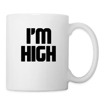 I'M HIGH LOGO DROGEN Grass Graß Motiv in Schwarz - Tasse - Weiß - Rechts