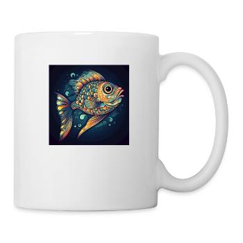 Wunderschöner Bunter Fisch schwimmt im Meer - Tasse - Weiß - Rechts