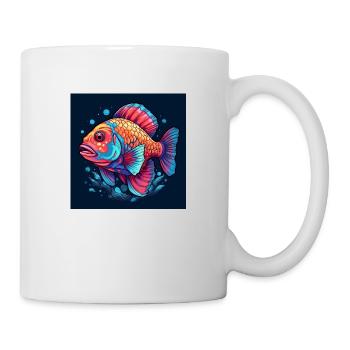 Wunderschöner Bunter Fisch schwimmt im Meer - Tasse - Weiß - Rechts