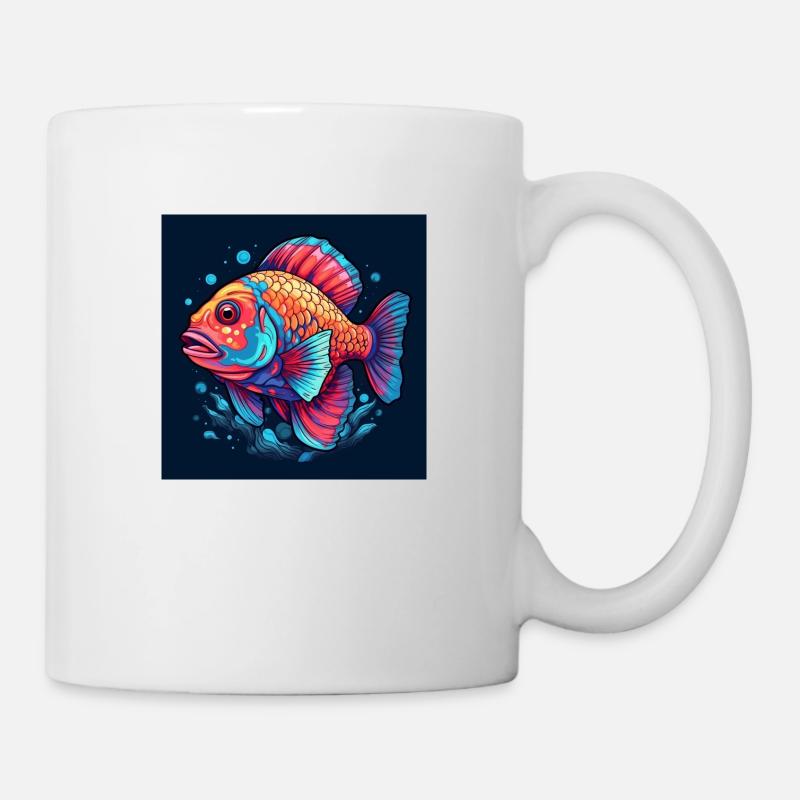 Wunderschöner Bunter Fisch schwimmt im Meer - Tasse - Weiß
