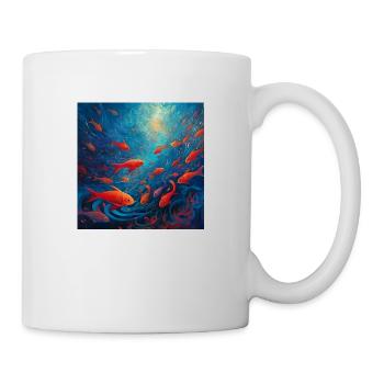 Bancs colorés de poissons dans la mer - Mug blanc - blanc - Droite