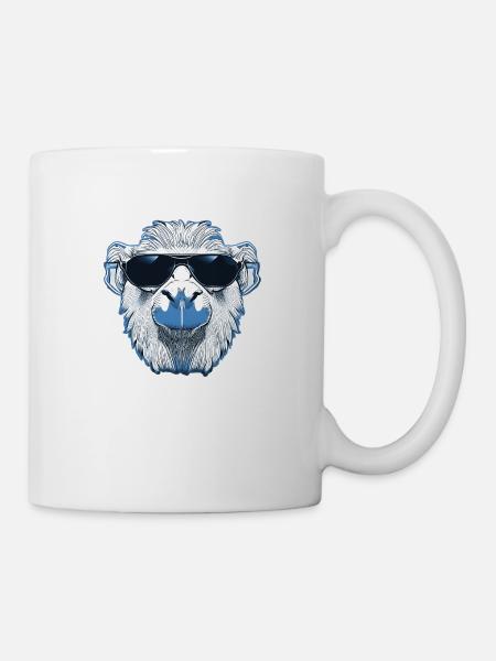 Lama cool avec des lunettes de soleil bleu - Mug blanc - blanc
