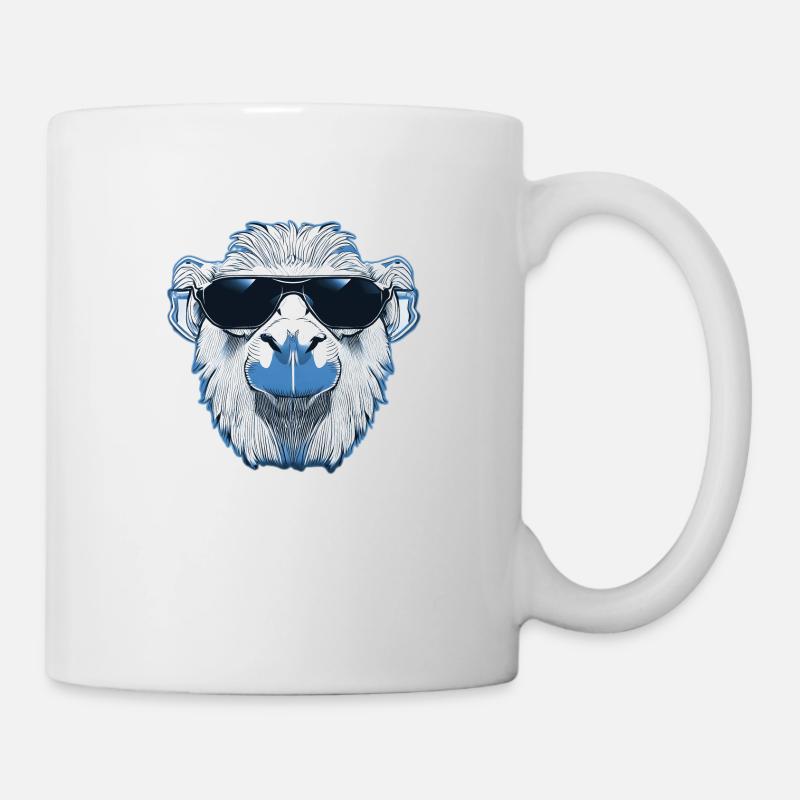 Lama cool avec des lunettes de soleil bleu - Mug blanc - blanc