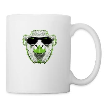Lama frais avec des lunettes de soleil vertes - Mug blanc - blanc - Droite