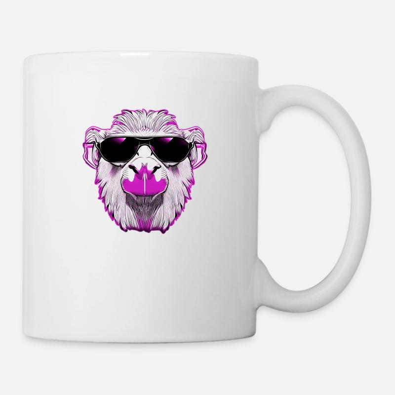 Cool llama with sunglasses pink - Mug - white