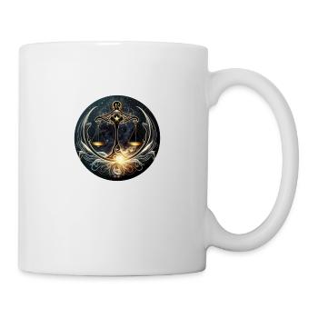 Libra sign on bed of stars - Mug - white - Right