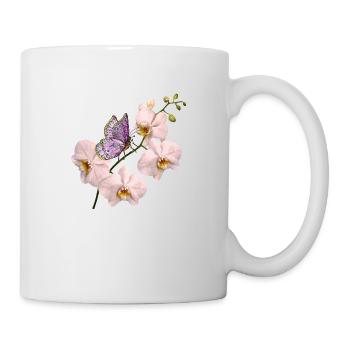 Bunter Schmetterling - Tasse - Weiß - Rechts