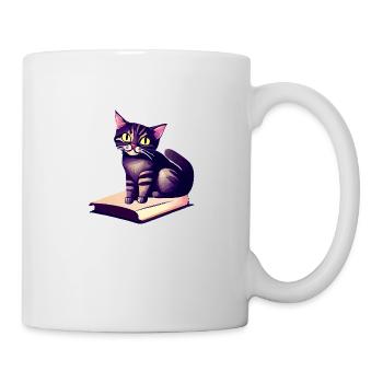 Cat Kitten Domestic Cat Books Cat Book Read - Mug - white - Right