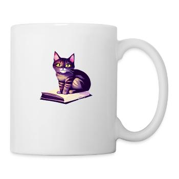 Cat Domestic Cat Books Cat Book Kitten Reading - Mug - white - Right