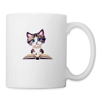 Kitten Read Cat Books Cat Book Domestic Cat - Mug - white - Right