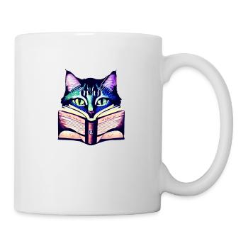 Cat Book Cat Books Reading Domestic Cat Kitten - Mug - white - Right