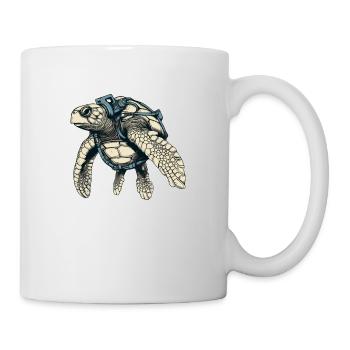 Schildkröten gibt es auch im Meer als Wildtier - Tasse - Weiß - Rechts