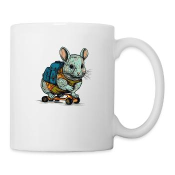 The Chinchilla Mouse skates with his skateboard - Mug - white - Right