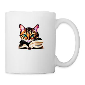 Cat Books Cat Domestic Cat Book Kitten Reading - Mug - white - Right