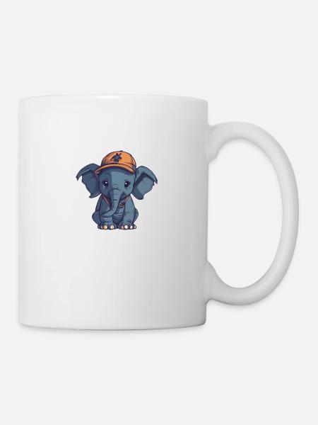 Éléphant avec casquette - Mug blanc - blanc