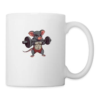 Muscous rat lifts a dumbbell during weight training - Mug - white - Right