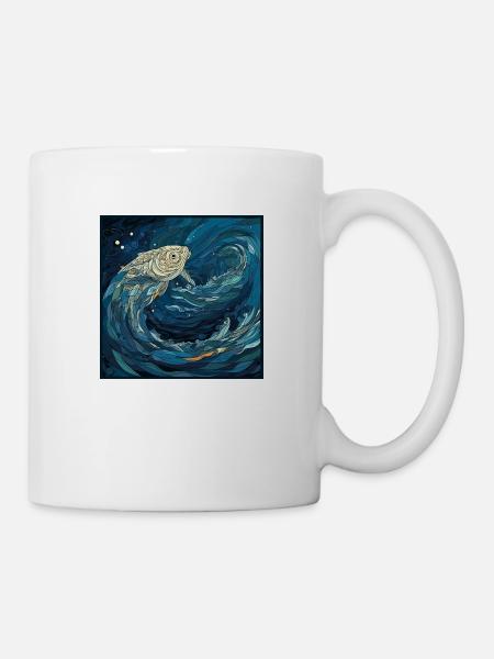 Beautiful fish in paper art style in coral reef - Mug - white