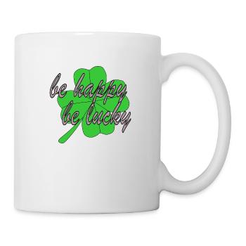 Vier Blättriges Kleeblatt Be Happy Be Lucky - Tasse - Weiß - Rechts