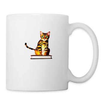 Cat Books Cat Bengal Cat Book Kitten Reading - Mug - white - Right